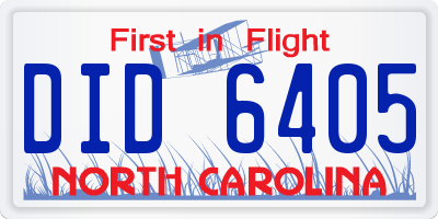 NC license plate DID6405