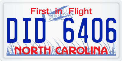 NC license plate DID6406