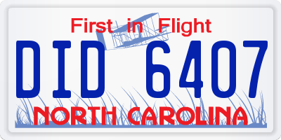 NC license plate DID6407