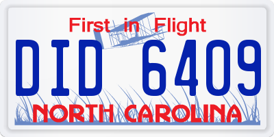 NC license plate DID6409