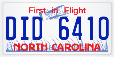 NC license plate DID6410