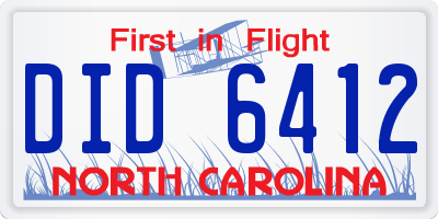 NC license plate DID6412