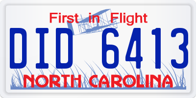 NC license plate DID6413