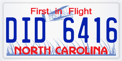 NC license plate DID6416