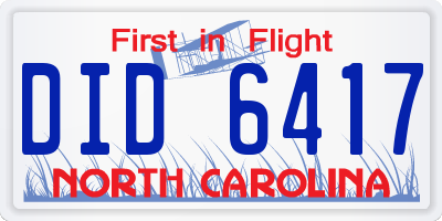 NC license plate DID6417