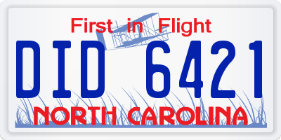 NC license plate DID6421
