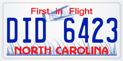 NC license plate DID6423