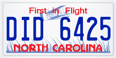 NC license plate DID6425