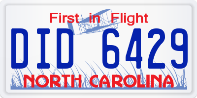 NC license plate DID6429