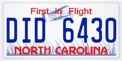 NC license plate DID6430