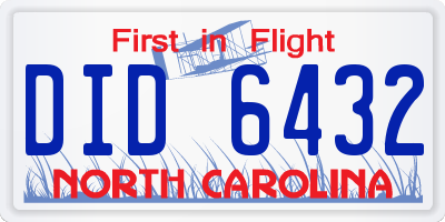 NC license plate DID6432