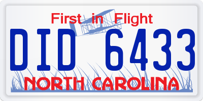 NC license plate DID6433