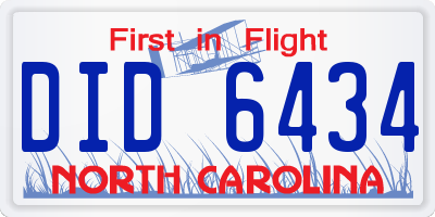 NC license plate DID6434