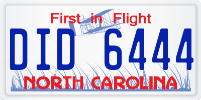 NC license plate DID6444