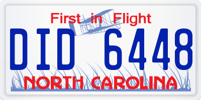 NC license plate DID6448