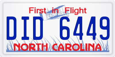 NC license plate DID6449