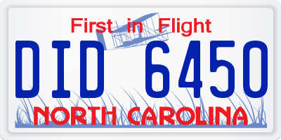 NC license plate DID6450