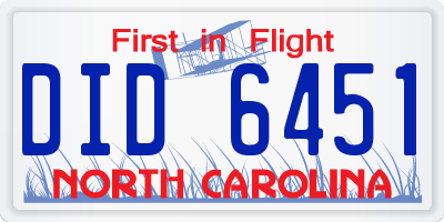 NC license plate DID6451