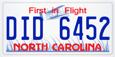 NC license plate DID6452