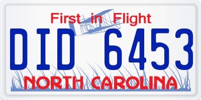 NC license plate DID6453