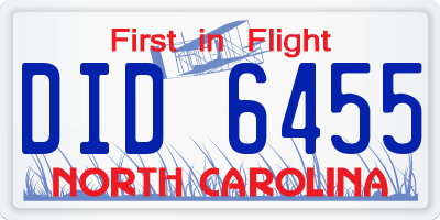 NC license plate DID6455