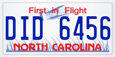 NC license plate DID6456