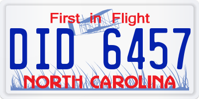 NC license plate DID6457
