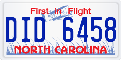NC license plate DID6458