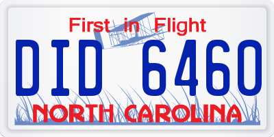 NC license plate DID6460