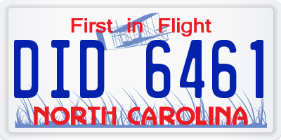 NC license plate DID6461