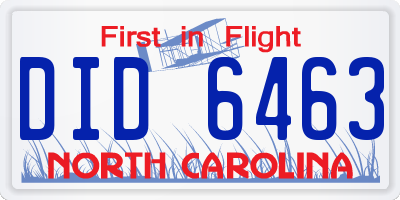NC license plate DID6463
