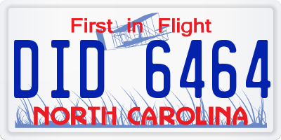NC license plate DID6464