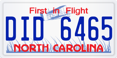 NC license plate DID6465