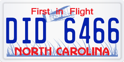 NC license plate DID6466