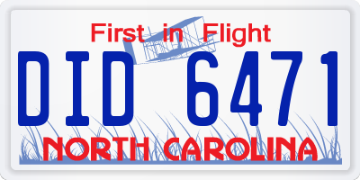 NC license plate DID6471