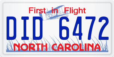 NC license plate DID6472