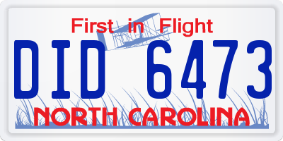 NC license plate DID6473
