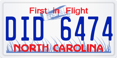 NC license plate DID6474