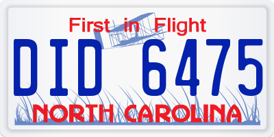 NC license plate DID6475