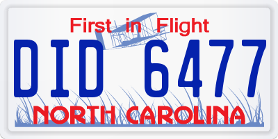 NC license plate DID6477