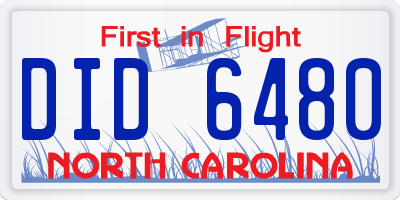 NC license plate DID6480