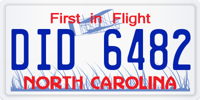 NC license plate DID6482