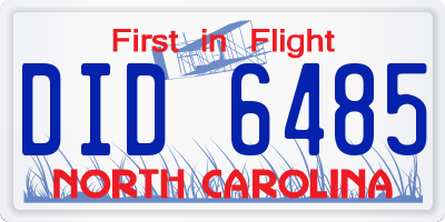NC license plate DID6485