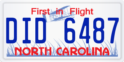 NC license plate DID6487