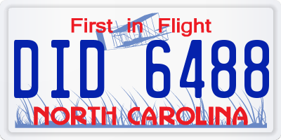 NC license plate DID6488