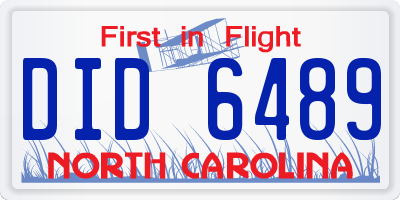 NC license plate DID6489