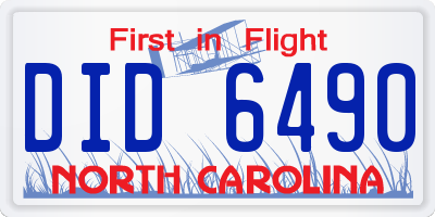 NC license plate DID6490