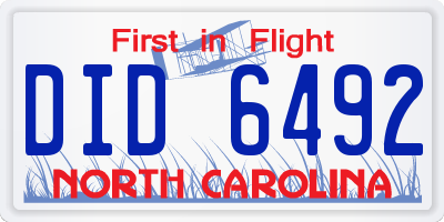 NC license plate DID6492