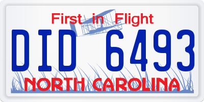 NC license plate DID6493