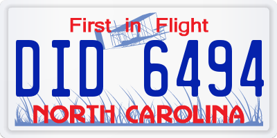 NC license plate DID6494